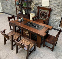 老船木茶台实木仿古茶桌现代中式家具客厅办公茶艺桌简约茶几大板